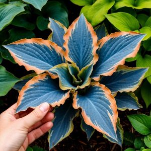 Хоста Океан Вью купить по цене от 960р. в интернет-магазине «Посадика» с доставкой почтой в в Вязьмае и по всей России – [изображение №1].